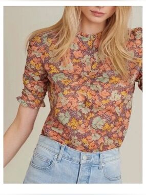 Veronica Beard Natuka Floral Print Sleeve Blouse - Size 4